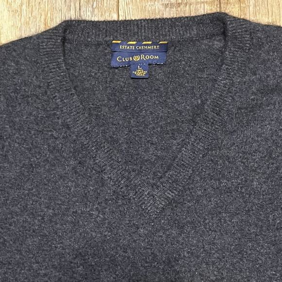 Club Room Estate 100% Cashmere Sweater Mens L Minimalist Preppy Career Holiday - Picture 3 of 6